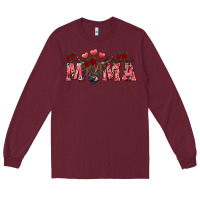 Burgundy Valentine's day mama black highland cow Long Sleeve Tee - RanaPortraitStore
