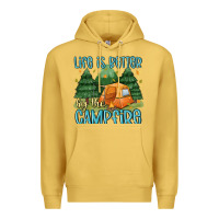 Antique Gold life is better by the camp fire Premium Hoodie - MaliasSmallBusiness