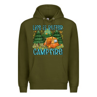 Army Green life is better by the camp fire Premium Hoodie - MaliasSmallBusiness