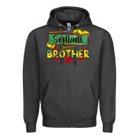 Charcoal Heather softball brother Zipper Hoodie - Zillion Design Studio