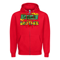 Red softball brother Zipper Hoodie - Zillion Design Studio
