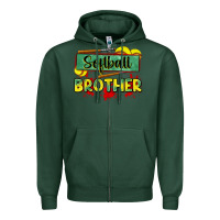 Sports Green softball brother Zipper Hoodie - Zillion Design Studio