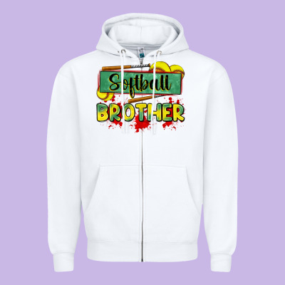 Softball Brother Zipper Hoodie Designed By Zillion Design Studio