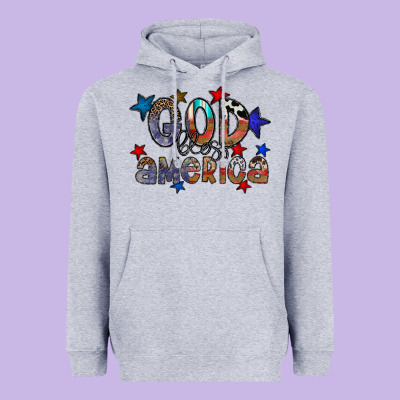 God Bless America Heavyweight Hoodie Designed By Cowhidedigitalart