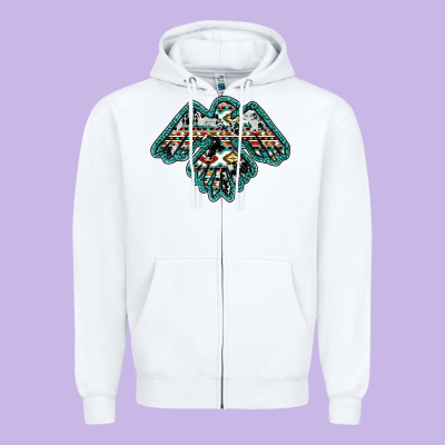 Western Thunderbird Zipper Hoodie Designed By Ranaportraitstore
