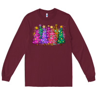 Burgundy christmas trees and lights Long Sleeve Tee - Zillion Design Studio