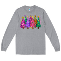 Heather Grey christmas trees and lights Long Sleeve Tee - Zillion Design Studio