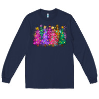 Navy christmas trees and lights Long Sleeve Tee - Zillion Design Studio