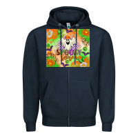Navy spooky season Zipper Hoodie - texasbilliewilder