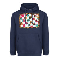 Navy race background with leopard frame Heavyweight Hoodie - HRA Design Shop