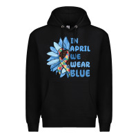 Black in april we wear blue Premium Hoodie - MaliasSmallBusiness