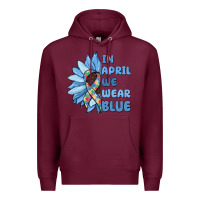 Burgundy in april we wear blue Premium Hoodie - MaliasSmallBusiness