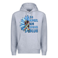 Heather Grey in april we wear blue Premium Hoodie - MaliasSmallBusiness