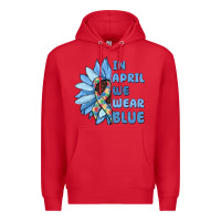 Red in april we wear blue Premium Hoodie - MaliasSmallBusiness