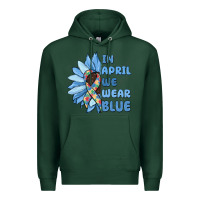 Sports Green in april we wear blue Premium Hoodie - MaliasSmallBusiness