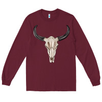 Burgundy western bull skull tbw Long Sleeve Tee - texasbilliewilder