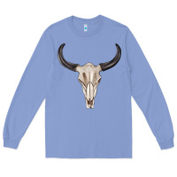 Colony Blue western bull skull tbw Long Sleeve Tee - texasbilliewilder