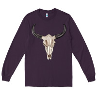 Plum western bull skull tbw Long Sleeve Tee - texasbilliewilder