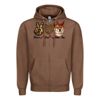Chestnut peace love shiba inu Zipper Hoodie - RanaPortraitStore