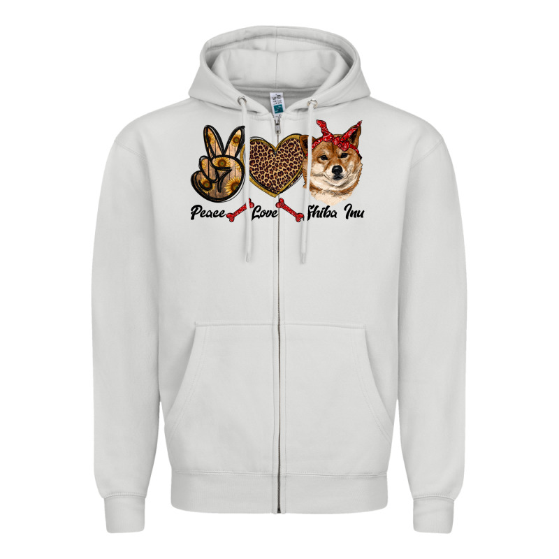 Peace Love Shiba Inu Zipper Hoodie by RanaPortraitStore | Teevron