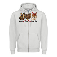 Dove Grey peace love shiba inu Zipper Hoodie - RanaPortraitStore