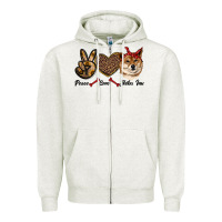 Oatmeal Heather peace love shiba inu Zipper Hoodie - RanaPortraitStore