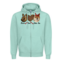 Seafoam peace love shiba inu Zipper Hoodie - RanaPortraitStore