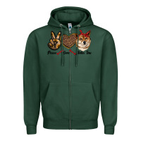Sports Green peace love shiba inu Zipper Hoodie - RanaPortraitStore