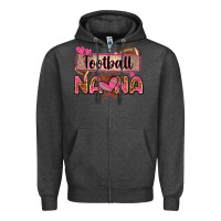 Charcoal Heather football nana with leopard Zipper Hoodie - Zillion Design Studio