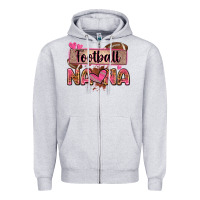 Heather Grey football nana with leopard Zipper Hoodie - Zillion Design Studio