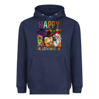 Navy Happy hallothankmas dog Heavyweight Hoodie - FaDigitalArtStudio
