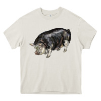 Cream poland china pig Heavy Core Tee - LillyAllenDesigns