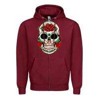 Burgundy mexican day of the dead Zipper Hoodie - texasbilliewilder