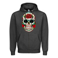Charcoal Heather mexican day of the dead Zipper Hoodie - texasbilliewilder