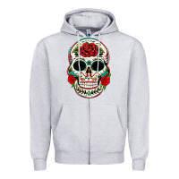 Heather Grey mexican day of the dead Zipper Hoodie - texasbilliewilder