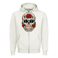 Oatmeal Heather mexican day of the dead Zipper Hoodie - texasbilliewilder