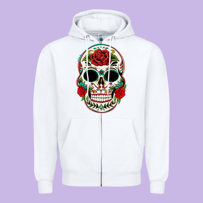 Mexican Day Of The Dead Zipper Hoodie Designed By Texasbilliewilder