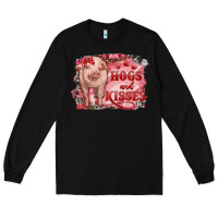 Black Valentines Day Pig Hogs And Kisses Long Sleeve Tee - RanaPortraitStore