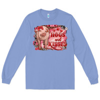 Colony Blue Valentines Day Pig Hogs And Kisses Long Sleeve Tee - RanaPortraitStore