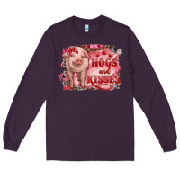 Plum Valentines Day Pig Hogs And Kisses Long Sleeve Tee - RanaPortraitStore