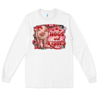 White Valentines Day Pig Hogs And Kisses Long Sleeve Tee - RanaPortraitStore