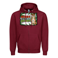 Burgundy merry and bright shiba inu Zipper Hoodie - RanaPortraitStore