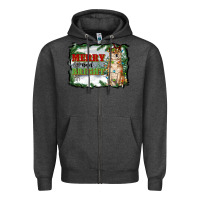 Charcoal Heather merry and bright shiba inu Zipper Hoodie - RanaPortraitStore