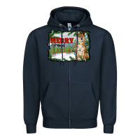 Navy merry and bright shiba inu Zipper Hoodie - RanaPortraitStore