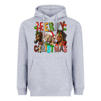 Heather Grey Merry christmas horses Heavyweight Hoodie - FaDigitalArtStudio