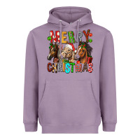 Lavender Merry christmas horses Heavyweight Hoodie - FaDigitalArtStudio