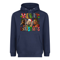 Navy Merry christmas horses Heavyweight Hoodie - FaDigitalArtStudio