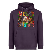 Plum Merry christmas horses Heavyweight Hoodie - FaDigitalArtStudio