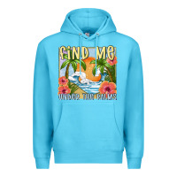 Ocean Blue find me under the palms Premium Hoodie - MaliasSmallBusiness
