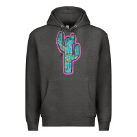 Charcoal Heather Western Turquoise Cactus Premium Hoodie - RanaPortraitStore